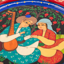 Load image into Gallery viewer, Hand-Painted Walnut Wood Wall Accent with Romantic Couple - Pomegranate Romance | NOVICA