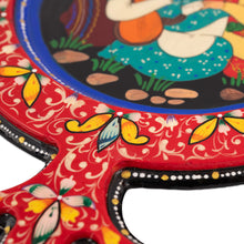 Load image into Gallery viewer, Hand-Painted Walnut Wood Wall Accent with Romantic Couple - Pomegranate Romance | NOVICA