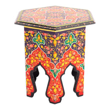 Load image into Gallery viewer, Handcrafted Floral Walnut Wood Jewelry Box in Red and Purple - Namangan Garden | NOVICA