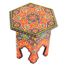 Load image into Gallery viewer, Handcrafted Floral Walnut Wood Jewelry Box in Red and Purple - Namangan Garden | NOVICA