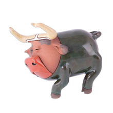 Load image into Gallery viewer, Bull Ceramic Figurine Made & Painted by Hand in Uzbekistan - Funky Bull | NOVICA