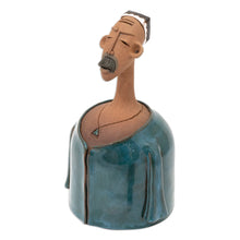 Load image into Gallery viewer, Man-Shaped Decorative Ceramic Bell Made & Painted by Hand - Man in Teal | NOVICA