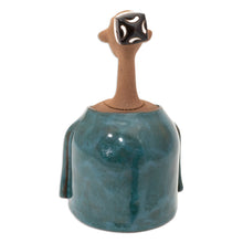 Load image into Gallery viewer, Man-Shaped Decorative Ceramic Bell Made & Painted by Hand - Man in Teal | NOVICA
