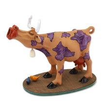 Load image into Gallery viewer, Cow Ceramic Figurine Made & Painted by Hand in Uzbekistan - Mooing Cow | NOVICA