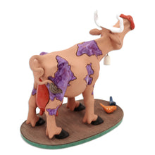 Load image into Gallery viewer, Cow Ceramic Figurine Made & Painted by Hand in Uzbekistan - Mooing Cow | NOVICA