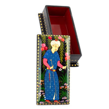Load image into Gallery viewer, Classic Painted Walnut Wood Jewelry Box from Uzbekistan - Pomegranate Prosperity | NOVICA