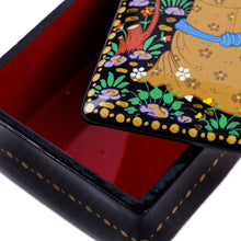 Load image into Gallery viewer, Handmade Black Walnut Wood Jewelry Box with Farmer in Yellow - Prosperous Harvest | NOVICA