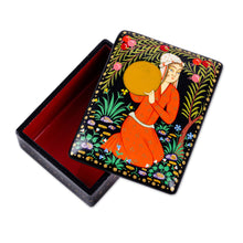 Load image into Gallery viewer, Lacquered Walnut Wood Jewelry Box with Woman in Nature Motif - Woman with Doira | NOVICA
