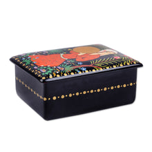 Load image into Gallery viewer, Lacquered Walnut Wood Jewelry Box with Woman in Nature Motif - Woman with Doira | NOVICA
