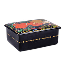 Load image into Gallery viewer, Lacquered Walnut Wood Jewelry Box with Woman in Nature Motif - Woman with Doira | NOVICA