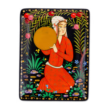 Load image into Gallery viewer, Lacquered Walnut Wood Jewelry Box with Woman in Nature Motif - Woman with Doira | NOVICA
