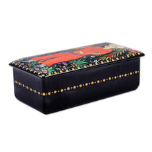 Load image into Gallery viewer, Lacquered Walnut Wood Jewelry Box with Man in Nature Motif - Man in The Garden | NOVICA