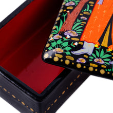 Load image into Gallery viewer, Lacquered Walnut Wood Jewelry Box with Man in Nature Motif - Man in The Garden | NOVICA
