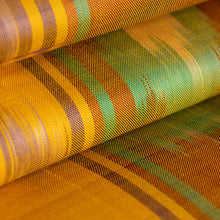 Load image into Gallery viewer, Yellow Orange Fringed Silk Ikat Scarf Handmade in Uzbekistan - Samarkand Desert | NOVICA
