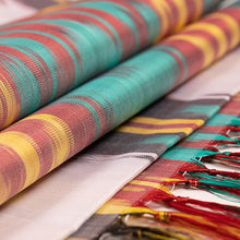 Load image into Gallery viewer, Handwoven Traditional Silk Scarf in a Warm Palette - Samarkand Renaissance in Red | NOVICA
