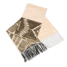 Load image into Gallery viewer, Handwoven Traditional Silk Shawl in Grey and Ivory Hues - Middle Cascade in Grey | NOVICA