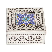 Load image into Gallery viewer, Repousse Tin and Ceramic Jewelry Box with Blue Talavera Tile - Imagination Spring | NOVICA