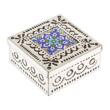 Load image into Gallery viewer, Repousse Tin and Ceramic Jewelry Box with Blue Talavera Tile - Imagination Spring | NOVICA