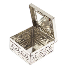 Load image into Gallery viewer, Repousse Tin and Ceramic Jewelry Box with Blue Talavera Tile - Imagination Spring | NOVICA