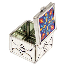Load image into Gallery viewer, Handcrafted Blue Talavera-Themed Tin and Ceramic Jewelry Box - Twilight Reflections | NOVICA