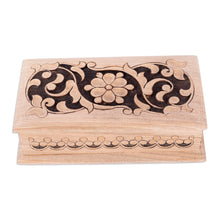 Load image into Gallery viewer, Traditional and Floral Polished Walnut Wood Jewelry Box - Garden Jewels | NOVICA