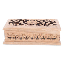 Load image into Gallery viewer, Traditional and Floral Polished Walnut Wood Jewelry Box - Garden Jewels | NOVICA