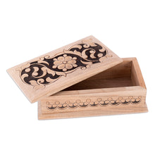 Load image into Gallery viewer, Traditional and Floral Polished Walnut Wood Jewelry Box - Garden Jewels | NOVICA