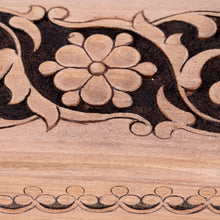 Load image into Gallery viewer, Traditional and Floral Polished Walnut Wood Jewelry Box - Garden Jewels | NOVICA
