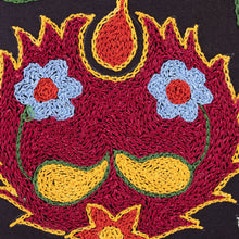 Load image into Gallery viewer, Floral Embroidered Cotton Cushion Cover - Yurt Nights | NOVICA