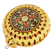 Load image into Gallery viewer, Yellow Glazed Ceramic Floral Ornament Made & Painted by Hand - Summer Flower | NOVICA