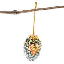 Load image into Gallery viewer, Hand-Painted Traditional Pinecone Ceramic Ornament - Cathedral Pinecone | NOVICA