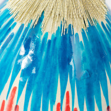 Load image into Gallery viewer, Set of 3 Hand-Painted Blue and Red Ikat Gourd Ornaments - Ikat Eve in Blue | NOVICA