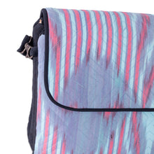 Load image into Gallery viewer, Pink and Blue Ikat Patterned Sling Bag from Uzbekistan - Uzbekistan Winds | NOVICA