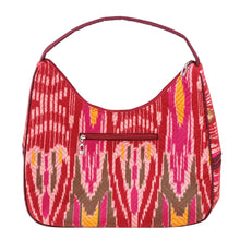 Load image into Gallery viewer, Ikat Shoulder Bag in Fuchsia and Burgundy with 5 Pockets - Magenta Flair | NOVICA
