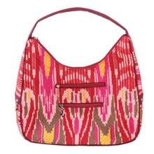 Load image into Gallery viewer, Ikat Shoulder Bag in Fuchsia and Burgundy with 5 Pockets - Magenta Flair | NOVICA
