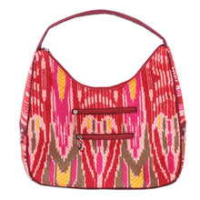 Load image into Gallery viewer, Ikat Shoulder Bag in Fuchsia and Burgundy with 5 Pockets - Magenta Flair | NOVICA