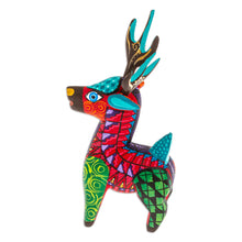 Load image into Gallery viewer, Copal Wood Alebrije Deer Figurine Painted in Crimson Hues - Charming Crimson Deer | NOVICA