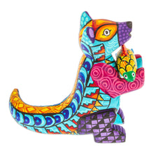 Load image into Gallery viewer, Handcrafted Turquoise Copal Wood Otter and Fish Figurine - Turquoise River Days | NOVICA
