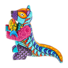 Load image into Gallery viewer, Handcrafted Turquoise Copal Wood Otter and Fish Figurine - Turquoise River Days | NOVICA