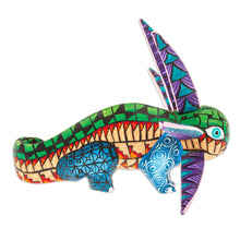Load image into Gallery viewer, Wood Alebrije Axolotl Figurine Painted in Green and Blue - Jungle Axolotl | NOVICA