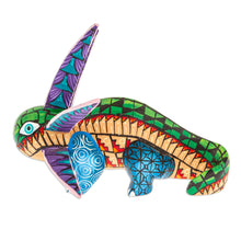 Load image into Gallery viewer, Wood Alebrije Axolotl Figurine Painted in Green and Blue - Jungle Axolotl | NOVICA