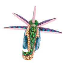 Load image into Gallery viewer, Wood Alebrije Axolotl Figurine Painted in Green and Blue - Jungle Axolotl | NOVICA