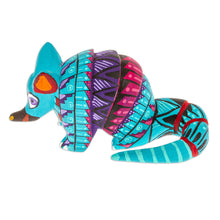 Load image into Gallery viewer, Painted Alebrije Copal Wood Figurine of Aquamarine Armadillo - Mexico's Protector | NOVICA