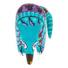 Load image into Gallery viewer, Painted Alebrije Copal Wood Figurine of Aquamarine Armadillo - Mexico's Protector | NOVICA