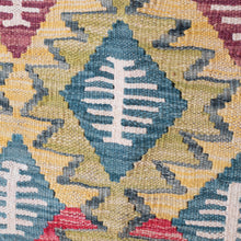 Load image into Gallery viewer, Handwoven Geometric Wool Area Rug in Yellow (2.5x5) - Uzbekistan Palace | NOVICA
