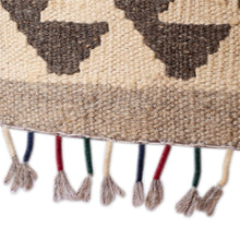 Load image into Gallery viewer, Handwoven Geometric Wool Area Rug in Brown and Black (3x5) - Sepia Elegance | NOVICA