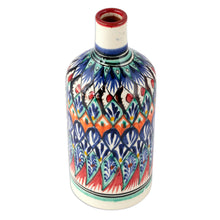 Load image into Gallery viewer, Uzbek Glazed Ceramic Vase with Hand-Painted Motifs - Uzbek Splendor | NOVICA
