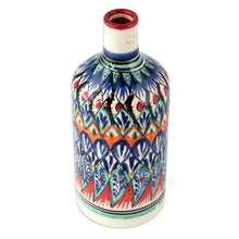 Load image into Gallery viewer, Uzbek Glazed Ceramic Vase with Hand-Painted Motifs - Uzbek Splendor | NOVICA