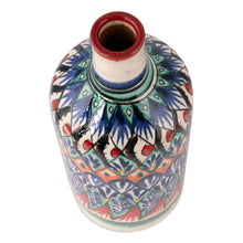Load image into Gallery viewer, Uzbek Glazed Ceramic Vase with Hand-Painted Motifs - Uzbek Splendor | NOVICA