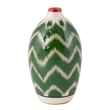 Load image into Gallery viewer, Hand-Painted Glazed Ceramic Vase with Uzbek Ikat Motif - Uzbek Ikat | NOVICA

